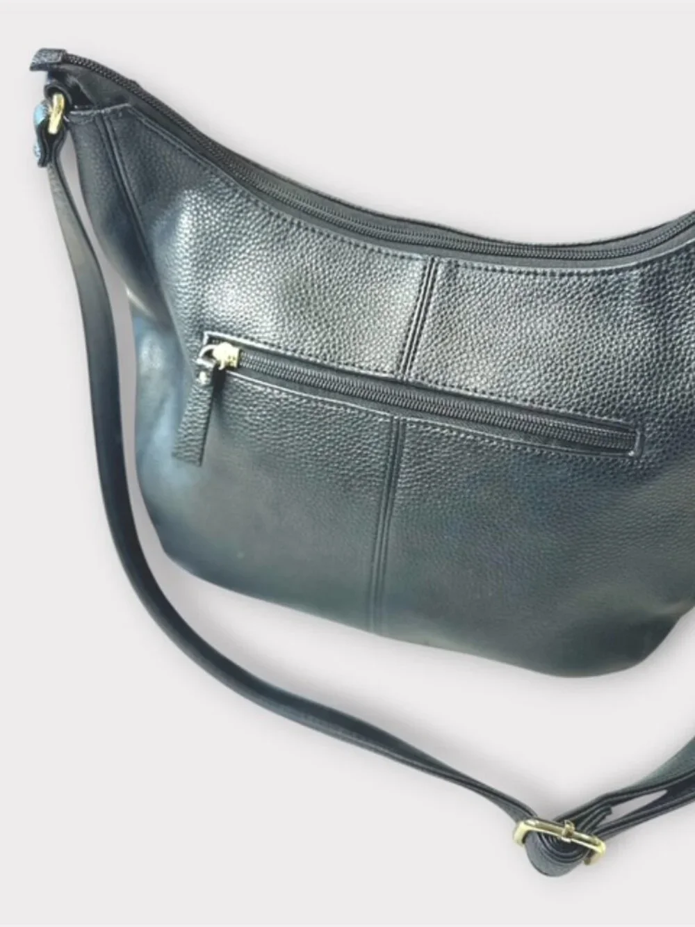 Giani Bernini Womens Leather Hobo Bag Purse Plaid Lining Black Pebble Leather - Picture 13 of 14